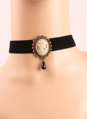 复古天鹅绒带颈链颈带女士项圈锁骨项链美人头饰链饰品