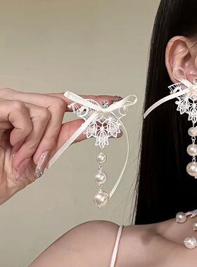 lolita颈饰复古蕾丝新款法式浪漫蕾丝珍珠项链新娘礼服锁骨链颈链