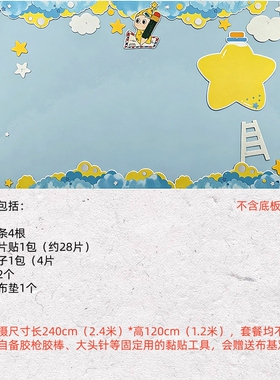 星星人主题教室文化墙贴