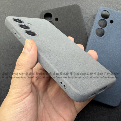 粗磨砂颗粒感硅胶软壳适用三星GalaxyS25Ultra手机壳S25edge经典黑色S24+不沾指纹S23FE全包S22简约小众纯色1 - 图1