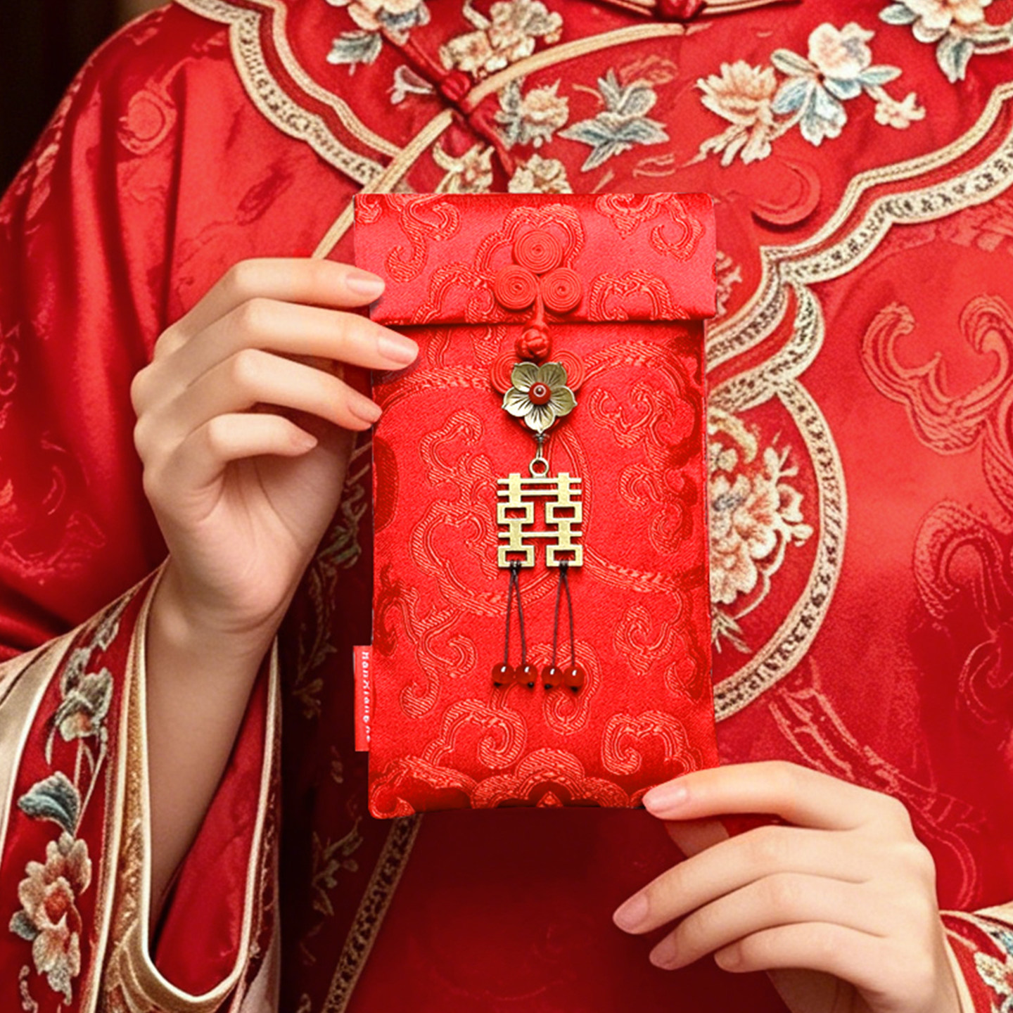 结婚喜字随礼万元刺绣布红包份子钱袋婚礼敬茶改口高档彩礼大红包