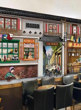 覆古怀旧布置小卖部背景墙贴纸饭店墙壁装饰贴画火锅店装修墙壁画