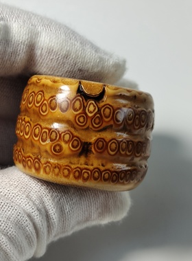 天然竹根雕满钉扳指指环手工雕刻文玩收藏送礼跑环工艺品