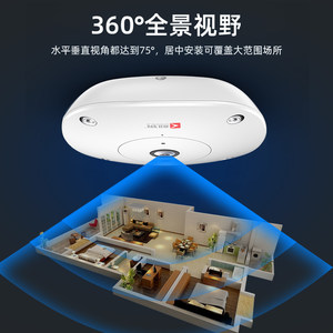 刻锐新款360度全景VR摄像头 店铺家用客厅吊顶鱼眼高清监控摄像机