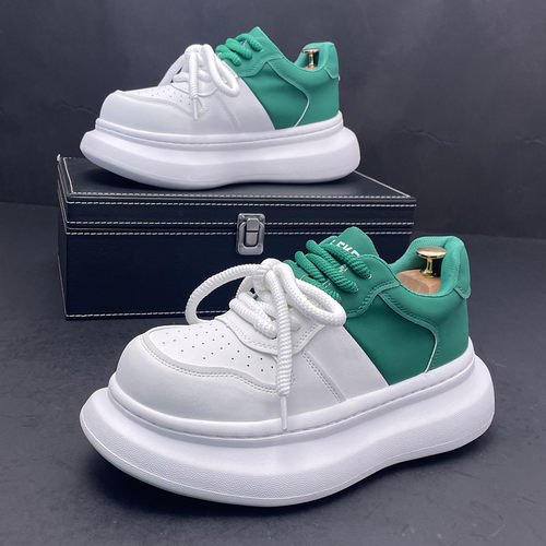 男鞋厚底小白鞋男士冬季新款时尚内增高面包鞋个性潮流运动休闲鞋 - 图0