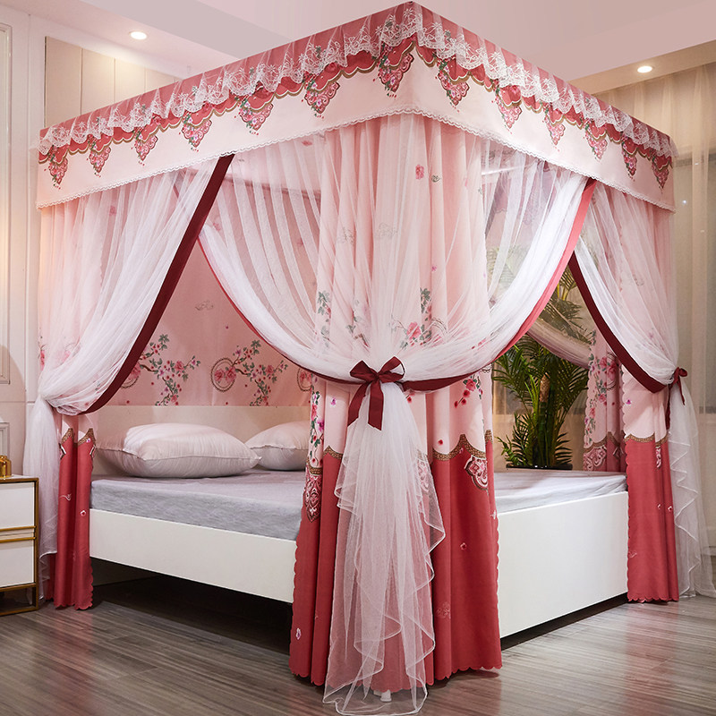 新款遮光床幔床帘蚊帐1.5m一体式卧室防尘布帘1.2米1.8双人床家用,淘宝优惠券,粉丝福利购,淘宝优惠卷