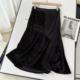 Mermaid velvet skirt high waist skirt draped midi skirt