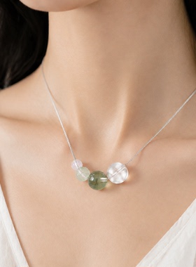 天然绿幽灵吊坠项链绿色喜木补木聚气守运轻奢高级感绿发晶锁骨链