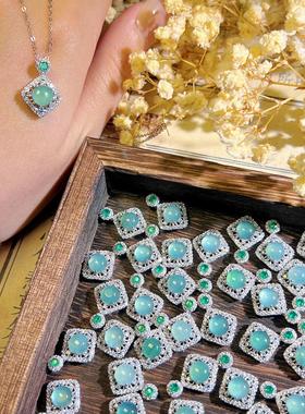 S925纯银蛋面项链天然翡翠吊坠