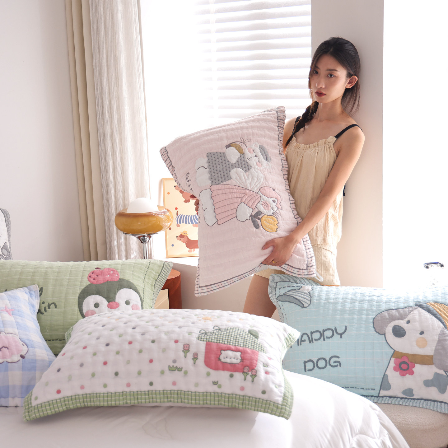 高密细纱纯棉纱布泡芙枕巾一对装全棉柔软卡通枕头巾吸汗枕头盖巾,淘宝优惠券,粉丝福利购,淘宝优惠卷