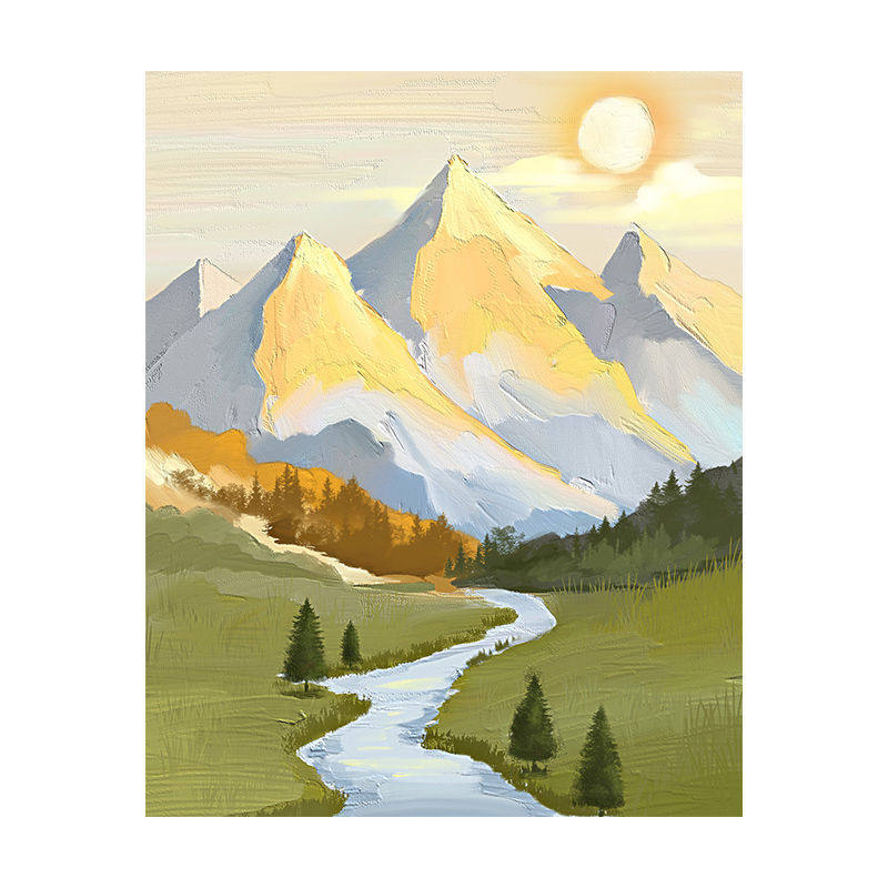 日照金山0基础diy数字油画手绘油彩画丙烯填充治愈装饰画,淘宝优惠券,粉丝福利购,淘宝优惠卷