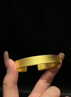 水贝黄金 足金999手镯锤纹贵妃开口镯实心厚实质感黄金手镯情侣款