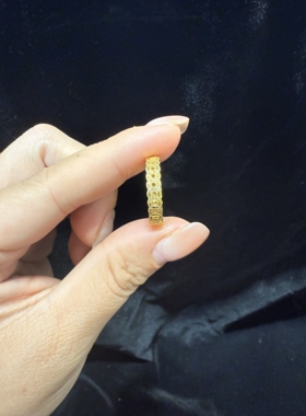 水贝黄金 足金999铜钱戒指钱币纯金指环送女友情人节礼物
