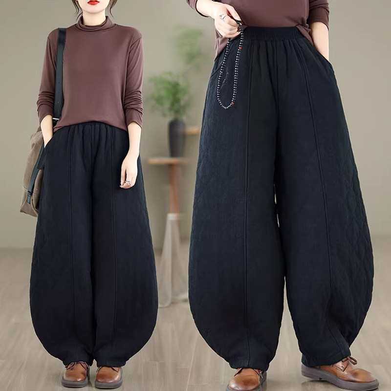 橘色外穿大码垂感显瘦保暖棉裤女2025冬季胖MM松紧腰遮胯休闲裤子,淘宝优惠券,粉丝福利购,淘宝优惠卷