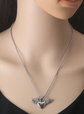 钛钢不锈钢女天使之翼项链