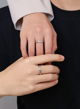 999纯银烟花与蝴蝶情侣戒指ins小众设计感雕刻足银对戒情人节送人