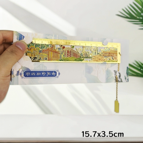 金属上海镂空书签直尺书签尺子流苏旅游纪念品文创礼品东方明珠 - 图1