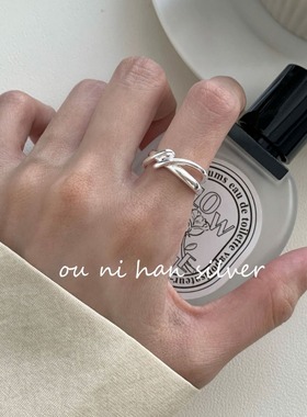 lulu  韩系S925纯银不规则打结戒指女小众设计简约气质高级感开口