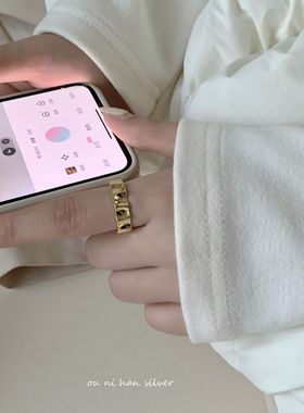 lulu 韩版S925纯银褶皱不规则戒指女ins冷淡风小众设计高级食指环