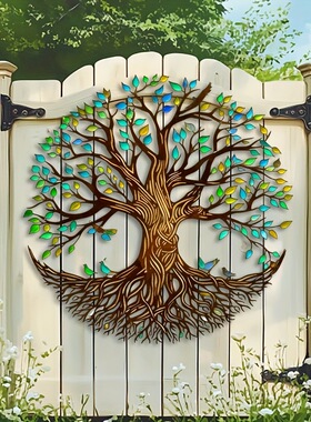 铁艺彩色生命树背景墙装饰壁挂