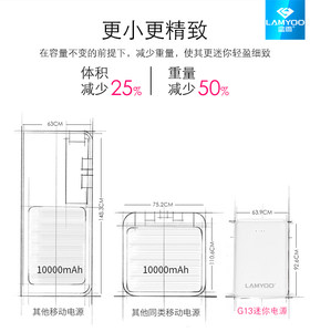 蓝雨G13新国标小巧移动电源便携充电宝毫安双U口安卓苹果手机通用
