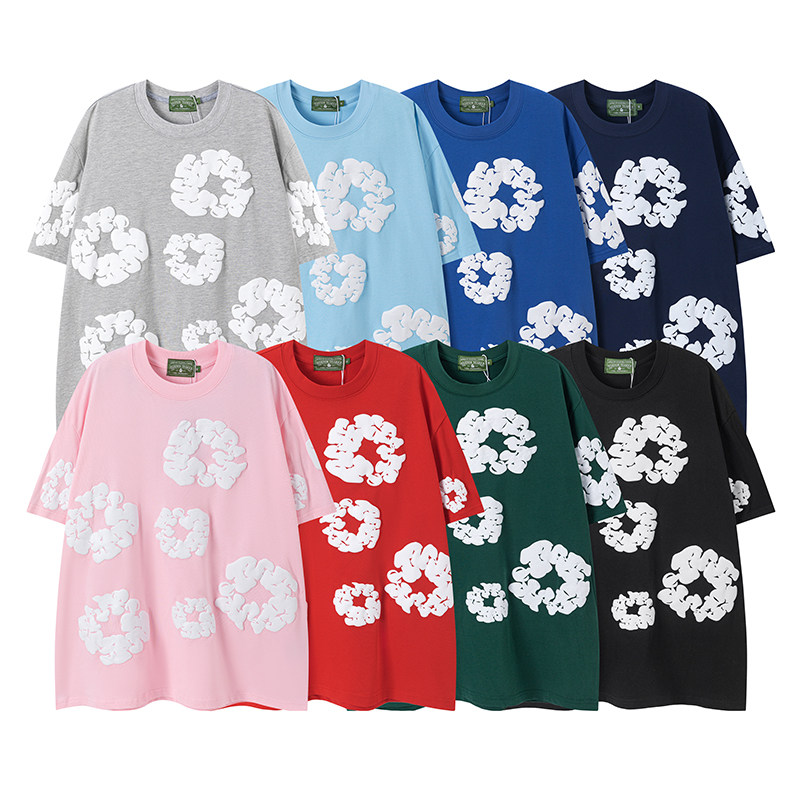 DENIM TEARS木棉花发泡印花美潮休闲宽松男女情侣短袖T恤休闲套装,淘宝优惠券,粉丝福利购,淘宝优惠卷