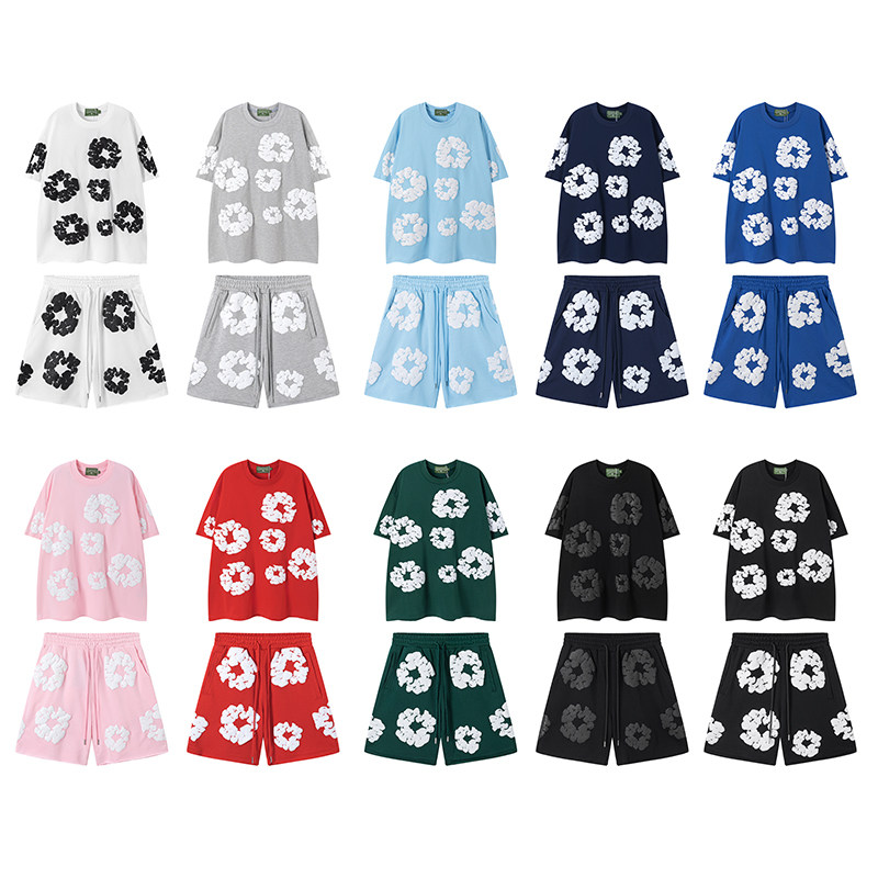 DENIM TEARS木棉花发泡印花美潮休闲宽松男女情侣短袖T恤休闲套装,淘宝优惠券,粉丝福利购,淘宝优惠卷