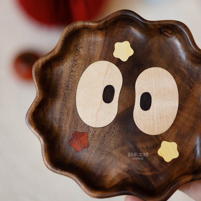 煤球精灵收纳盘/创木工坊玄关钥匙茶几零食收纳盘实木原创意礼物,淘宝优惠券,粉丝福利购,淘宝优惠卷