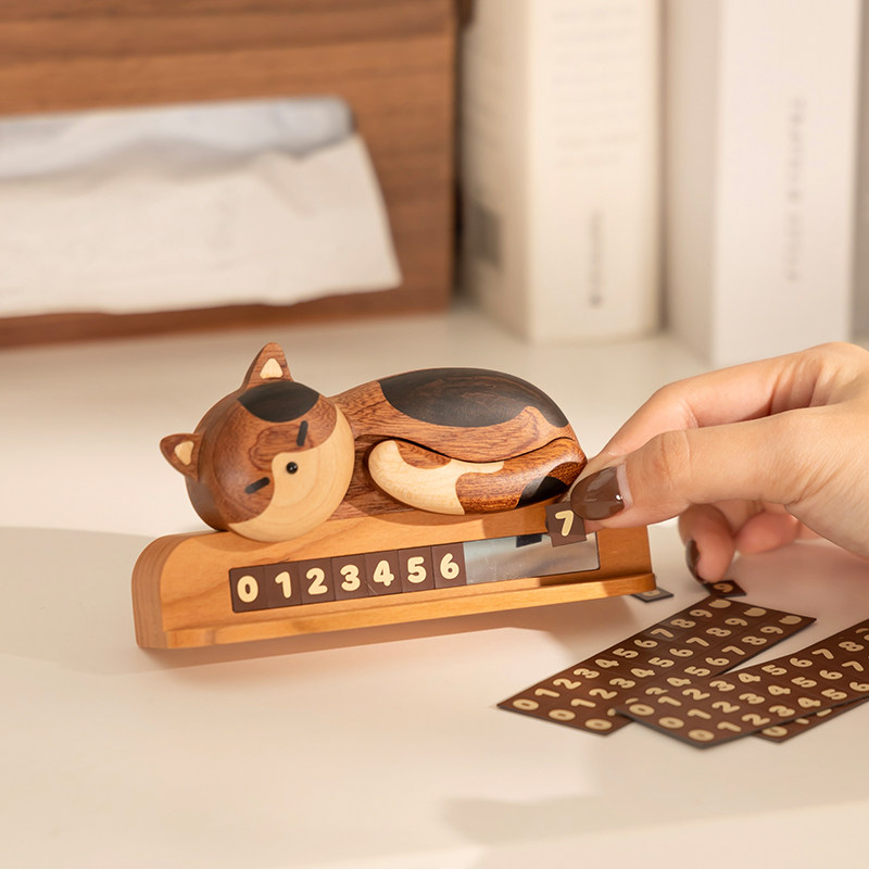 懒猫号码牌/创木工坊挪停车牌创意女生高级汽车载猫咪摆件礼物,淘宝优惠券,粉丝福利购,淘宝优惠卷