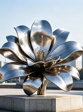 不锈钢镜面花朵金属公园广场户外艺术雕塑厂家制作城市景观雕塑
