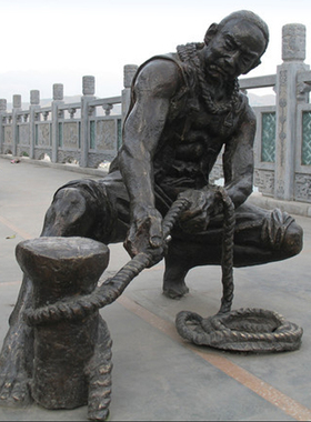玻璃钢码头麻袋广场可定制雕像