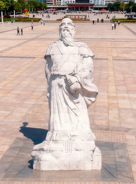 大型历史汉白玉石材人物雕塑定制