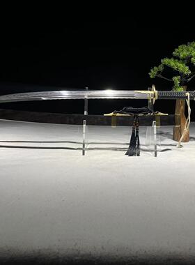 【方鞘雁翎刀】黄铜装具黑檀木鞘百炼花纹钢刀身覆土烧刃 未开刃