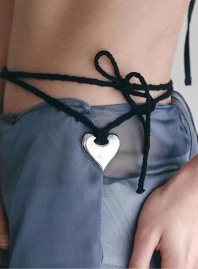 韩国ins毛线爱心项链毛衣链