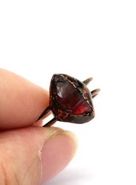 小众复古部落天然水晶生辰石戒指