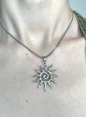 小众波西米亚螺旋钛钢项链百搭