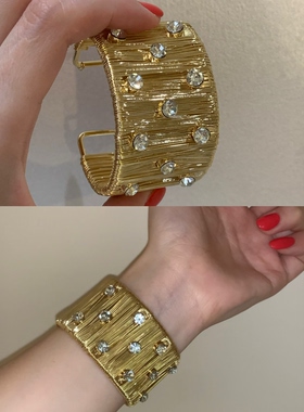 碎钻星河 爆闪系列夸张手镯女小众复古金色欧美风手环高级感辣妹