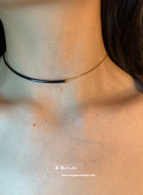 不对称极细皮革链条choker颈链女显脖子细长锁骨链项圈辣妹风2026