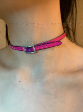 棠洛 y2k温感变紫choker项圈女软皮革颈链个性小众颈带辣妹风2026