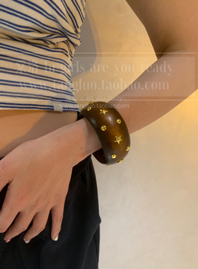 美式vintage木质星星手镯女夸张辣妹宽手环春夏波西米亚风手饰品