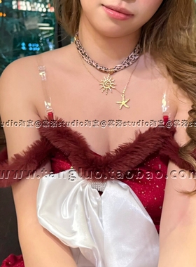 多层叠戴锁骨链女波西米亚风白色珍珠碎石项链小众个性流苏颈链潮