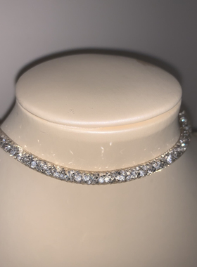 玫红色网格 细闪亮片choker项圈女个性独特氛围感颈链高级感2026