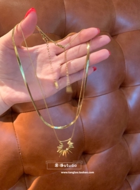 棠洛 欧美ins风金色蛇骨太阳花项链女小众高级感锁骨链日常百搭潮