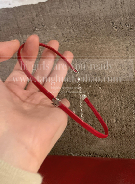 细款红色软皮革十字架choker锁骨链简约辣妹风项圈显脖子细项链潮