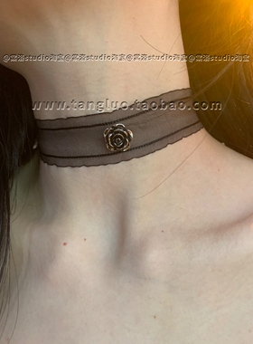 棠洛 黑色甜酷系列choker颈链女个性细款颈带辣妹风锁骨链百搭潮