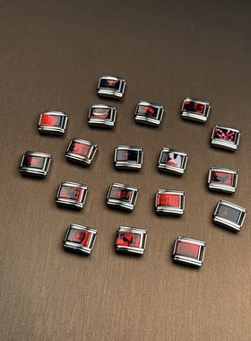 vintage 黑红意大利模块手链女个性独特手镯波西米亚风百搭手环潮