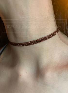 咖色系美拉德choker颈链女显脖子细锁骨链小众日常百搭项圈短项链