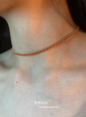 Lucky Red String“幸运红绳”棠洛手作编织choker极细锁骨链颈链