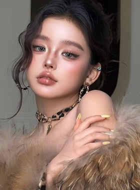 y2k辣妹豹纹丝带choker颈链女小众波西米亚欧美风颈带配饰2026爆