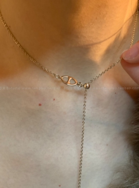 抽拉式~浅钛金猪鼻子choker颈链女高级感显脖子细长锁骨链细项链
